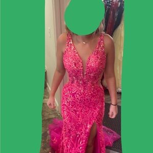 Stunning Pink Sequin Gown Prom Dress